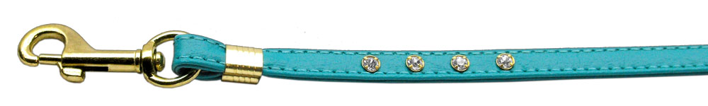 Clear Crystal Leash Turquoise Gold Hardware